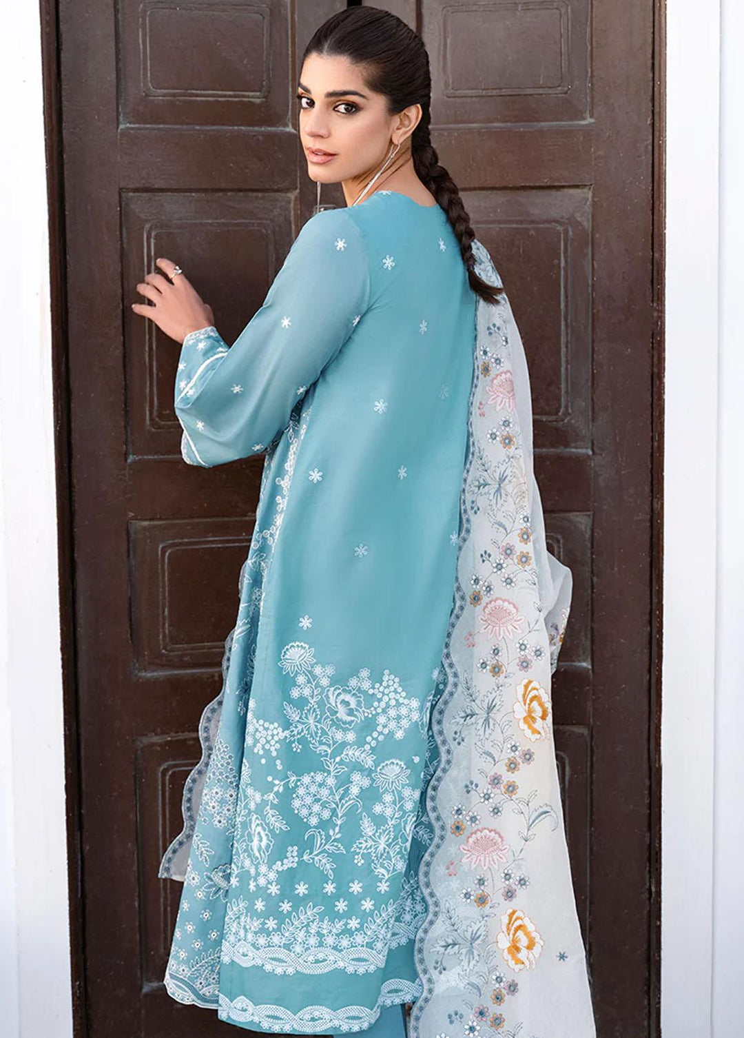 Uraan By Cross Stitch Embroidered Lawn Suits Unstitched 3 Piece CS23U Floral Bliss - Premium Collection