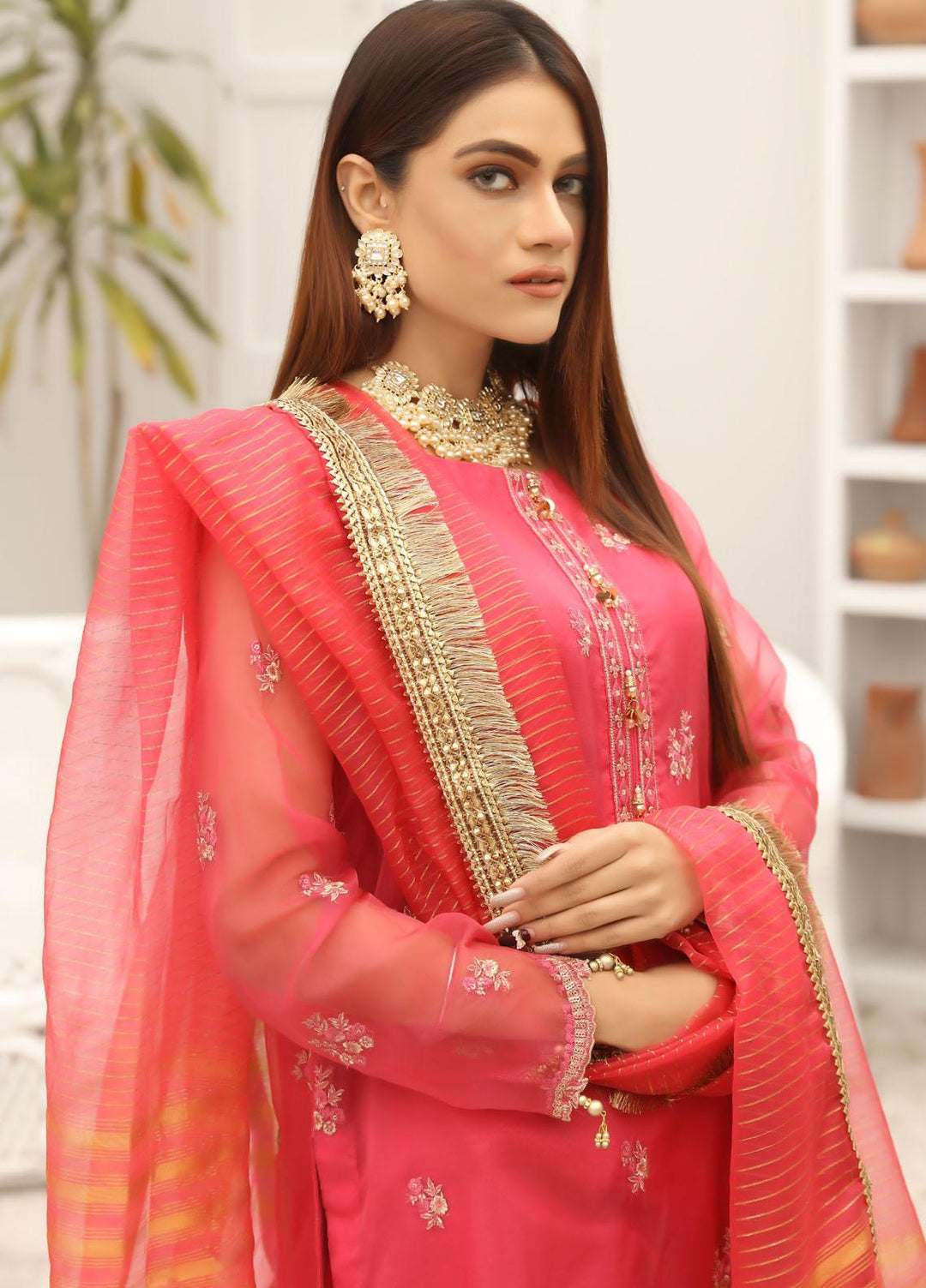 Uzman Yasen Luxury Pret  Organza 4 Piece Dress GEHNA JUGNI00GE117