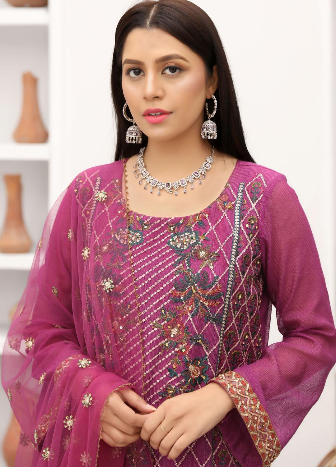 Uzman Yasen Luxury Pret  Net 4 Piece Dress REEMA JUGNI00RE112