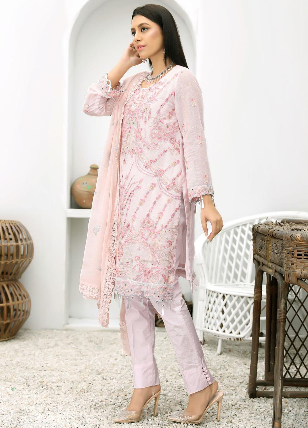 Uzman Yasen Luxury Pret  Cotton Net 3 Piece Dress ROOHAL JUGNI00RO111