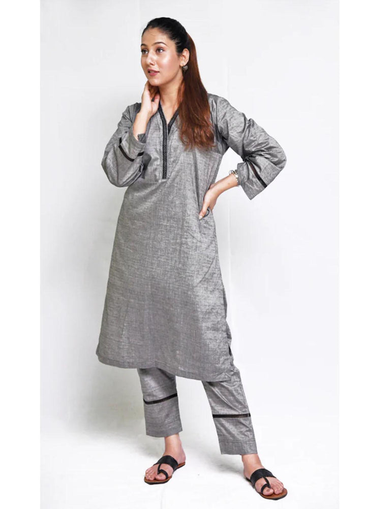 Uzul Trends Pret  Cotton 2 Piece Dress DG Grey