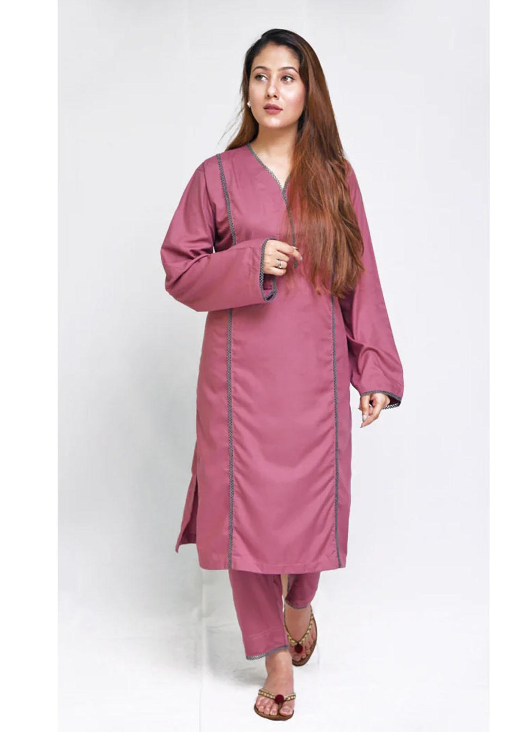 Uzul Trends Pret  Cotton 2 Piece Dress DG Purple
