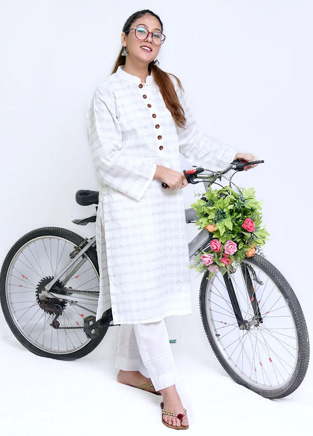 Uzul Trends Pret  Cotton 2 Piece Dress DG White