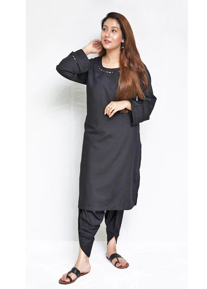 Uzul Trends Pret  Cotton 2 Piece Dress DG Designer Black