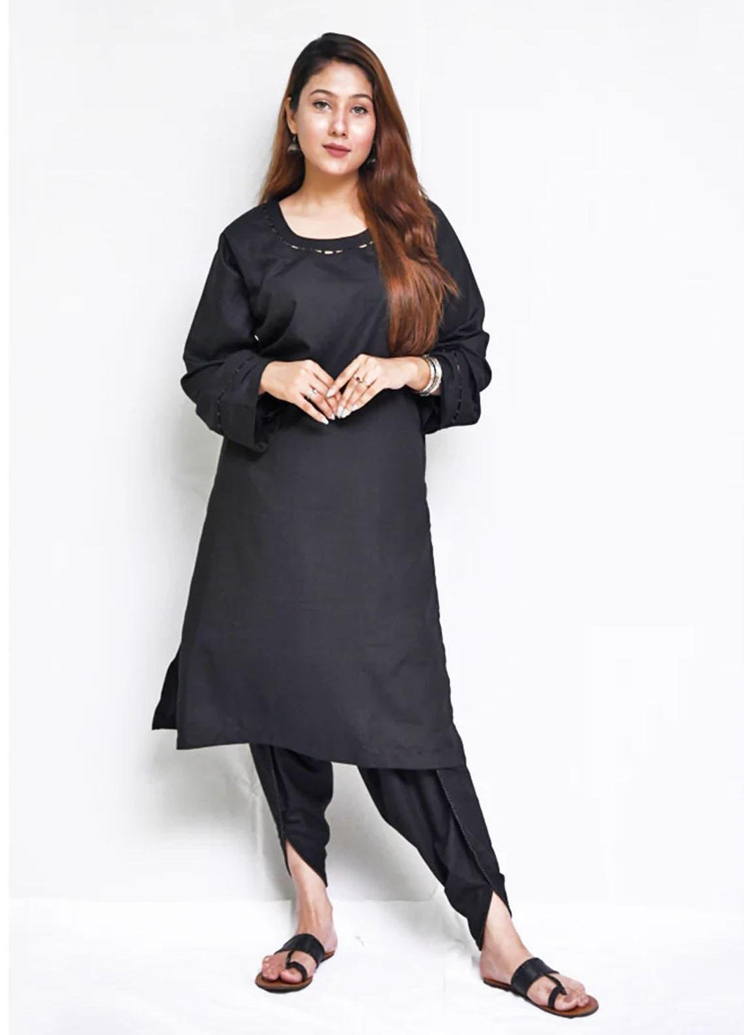 Uzul Trends Pret  Cotton 2 Piece Dress DG Designer Black