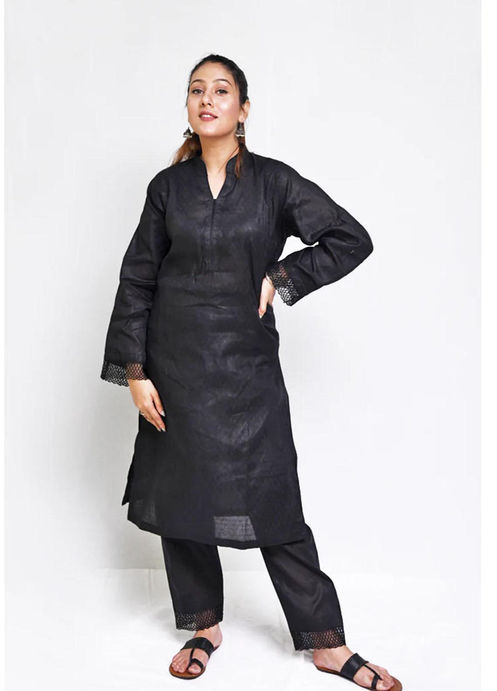 Uzul Trends Pret  Cotton 2 Piece Dress BG Black