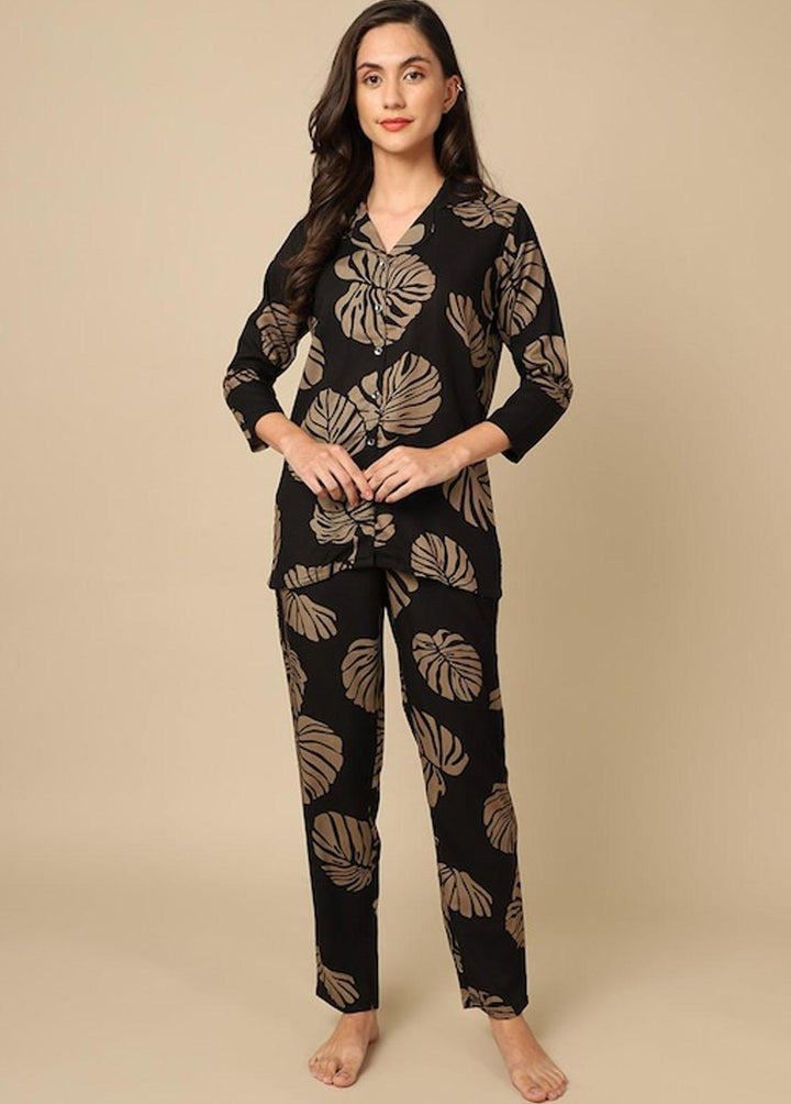 Valerie Pret  Viscose 2 Piece ARJ-PJ-01-BK-LEAF