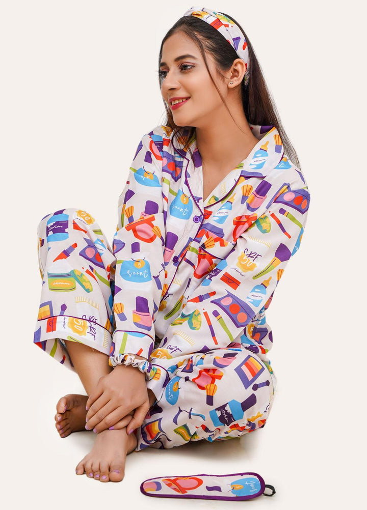 Valerie Pajama Set Printed  5 Piece ARJ-PCTN04