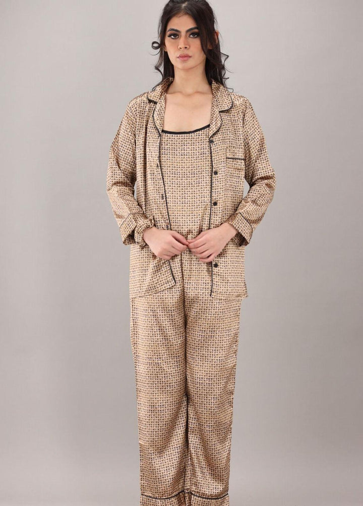 Valerie  7 Pcs Night Wear Satin Pajama Set CLK-ST-0045