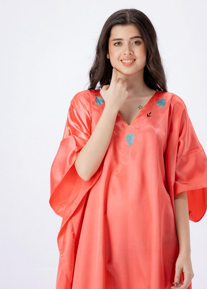Valerie Long Caftan Collection 2022 Printed Satin Long Caftan Free Size  VKAF1022-105 - Night Dress