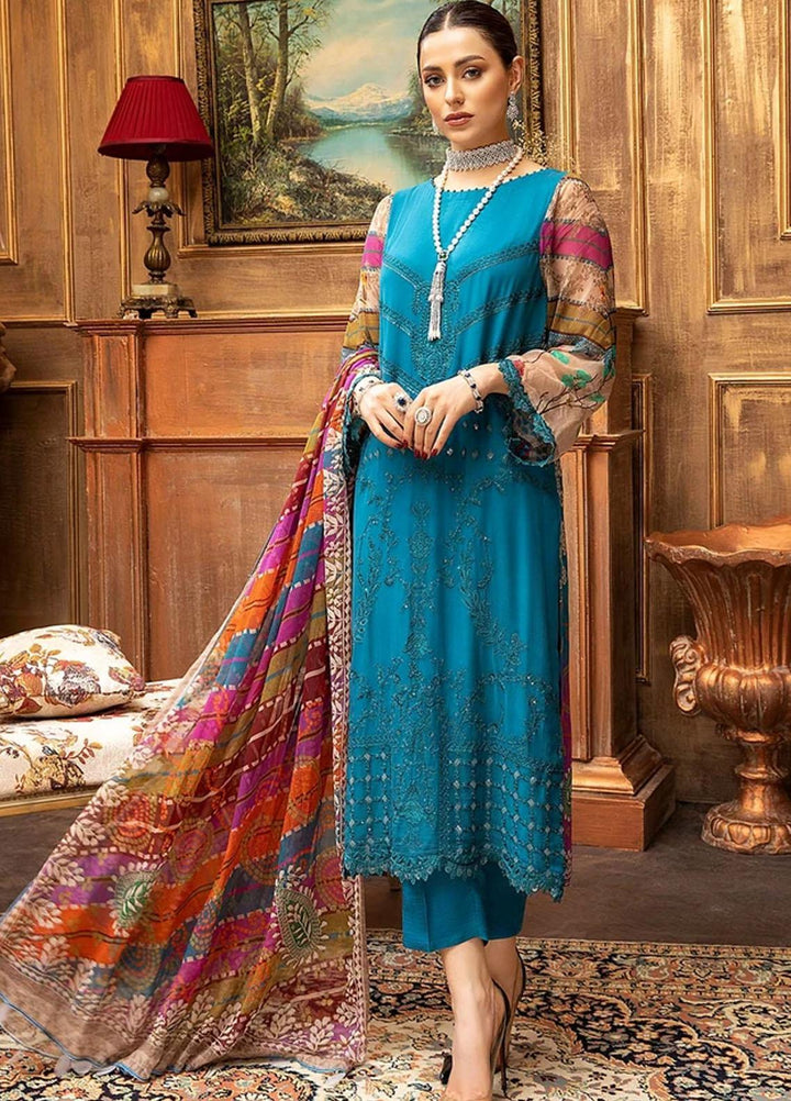 Vasl by Charizma Embroidered Chiffon Suits Unstitched 3 Piece CRZ21V VSL-08 - Luxury Collection