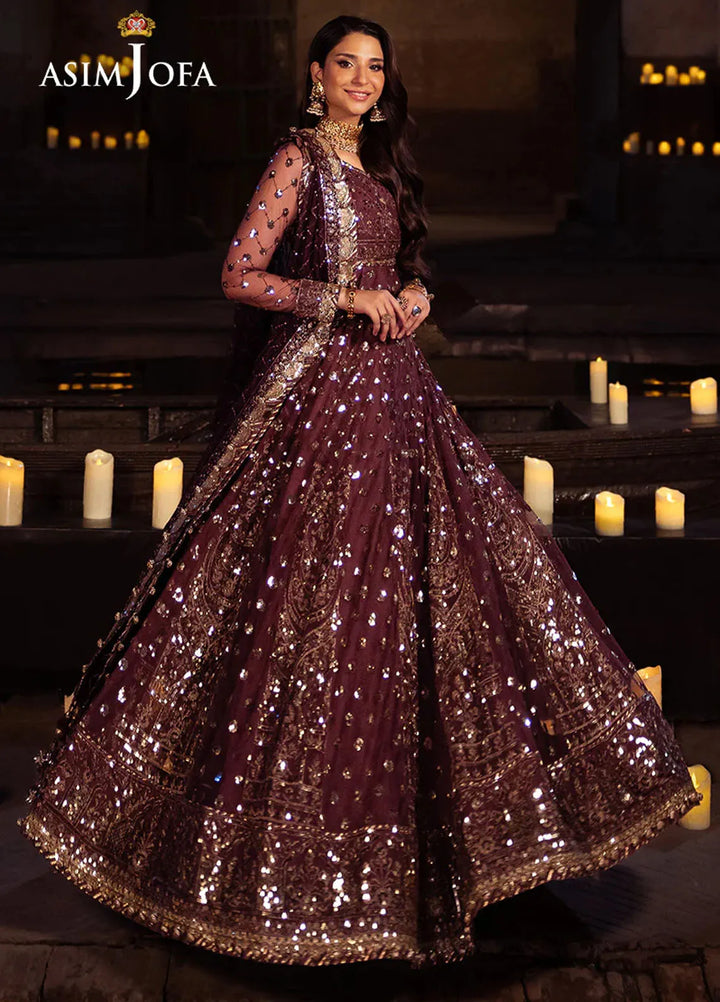 Vasl by Asim Jofa Embroidered Chiffon Suits Unstitched 3 Piece AJ24V AJYV-02 - Luxury Collection