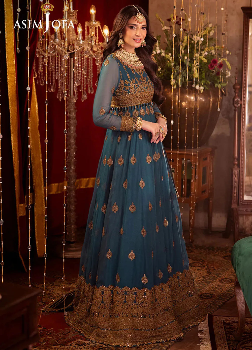 Vasl by Asim Jofa Embroidered Chiffon Suits Unstitched 3 Piece AJ24V AJYV-09 - Luxury Collection