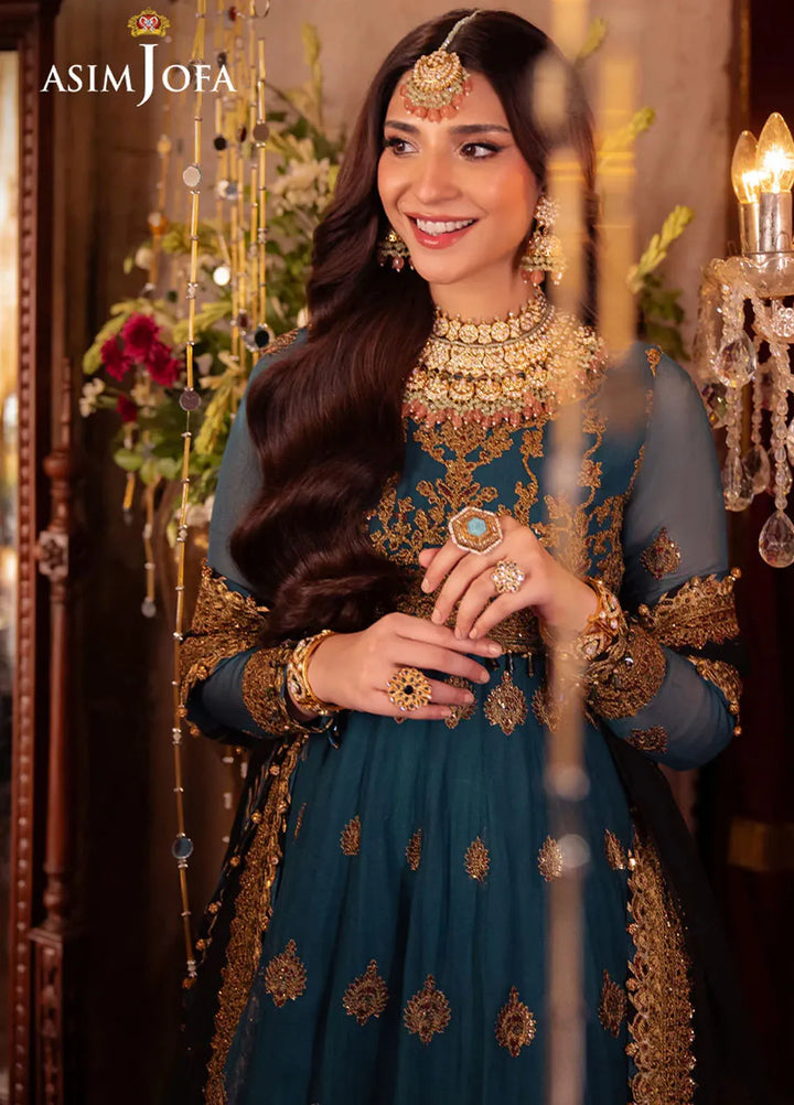 Vasl by Asim Jofa Embroidered Chiffon Suits Unstitched 3 Piece AJ24V AJYV-09 - Luxury Collection