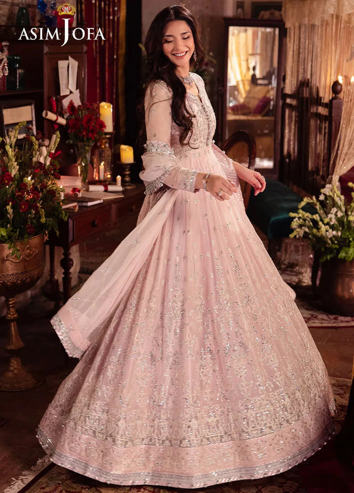 Vasl by Asim Jofa Embroidered Chiffon Suits Unstitched 3 Piece AJ24V AJYV-10 - Luxury Collection