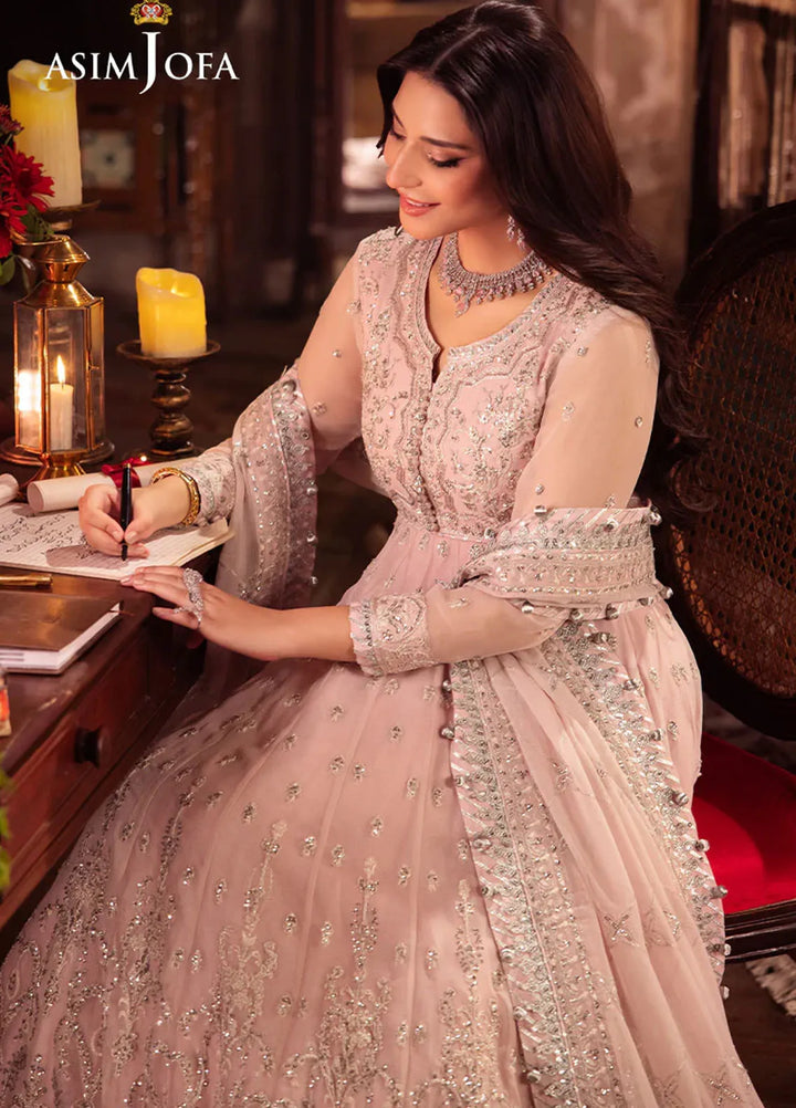 Vasl by Asim Jofa Embroidered Chiffon Suits Unstitched 3 Piece AJ24V AJYV-10 - Luxury Collection