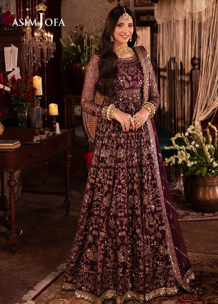 Vasl by Asim Jofa Embroidered Net Suits Unstitched 3 Piece AJ24V AJYV-01 - Luxury Collection