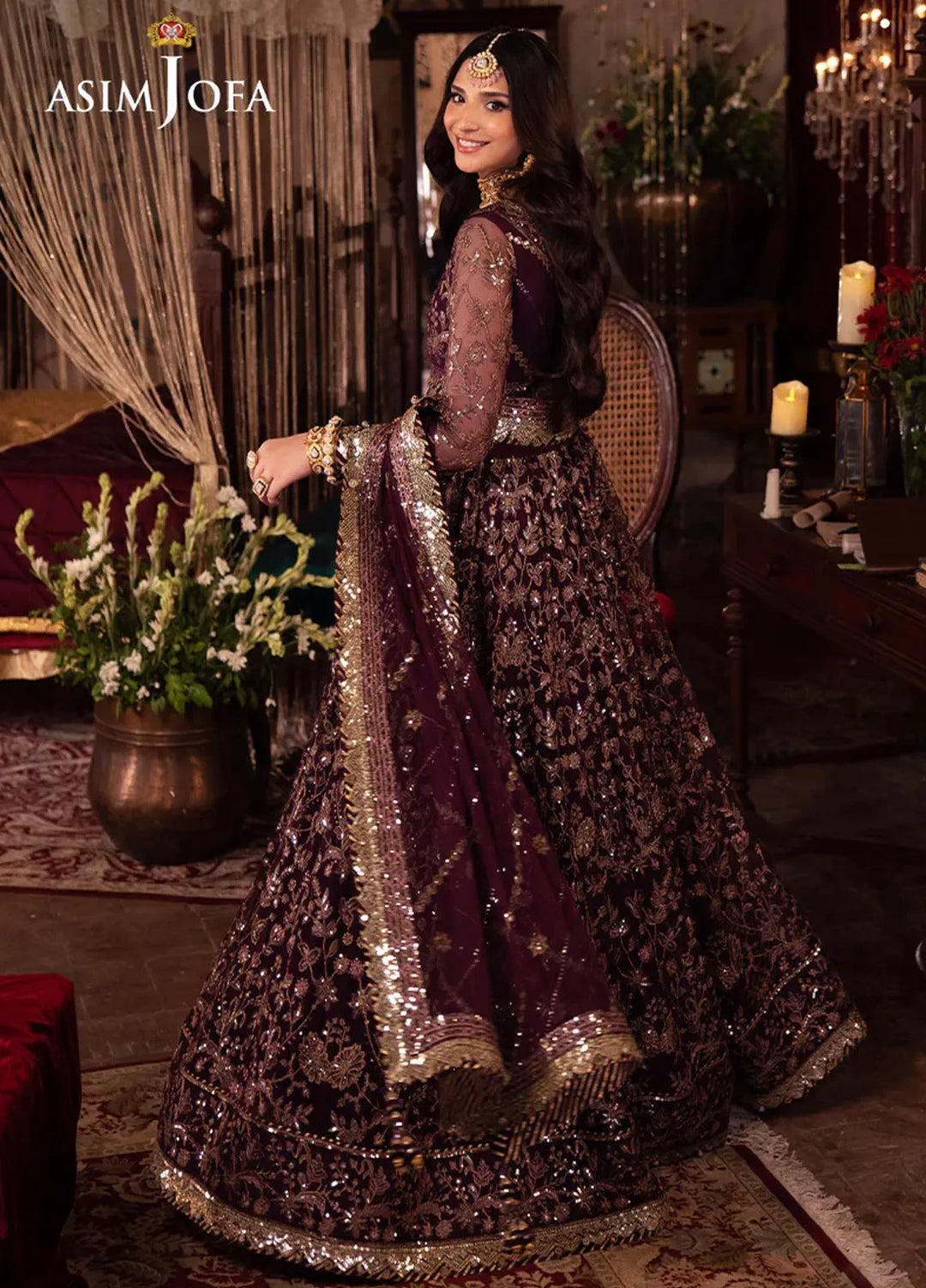 Vasl by Asim Jofa Embroidered Net Suits Unstitched 3 Piece AJ24V AJYV-01 - Luxury Collection