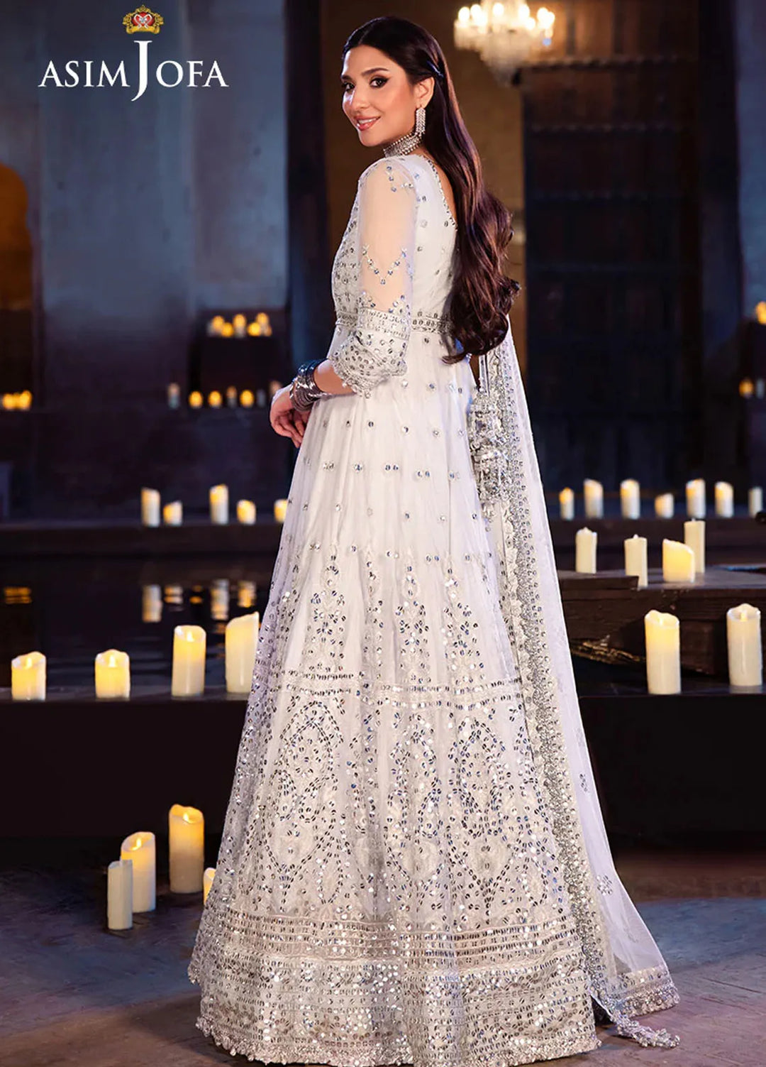 Vasl by Asim Jofa Embroidered Net Suits Unstitched 3 Piece AJ24V AJYV-03 - Luxury Collection