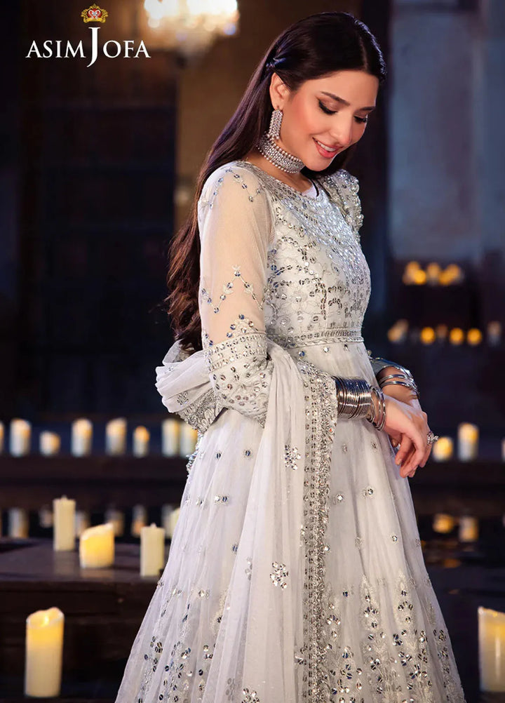 Vasl by Asim Jofa Embroidered Net Suits Unstitched 3 Piece AJ24V AJYV-03 - Luxury Collection
