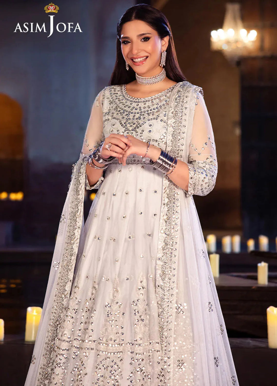 Vasl by Asim Jofa Embroidered Net Suits Unstitched 3 Piece AJ24V AJYV-03 - Luxury Collection