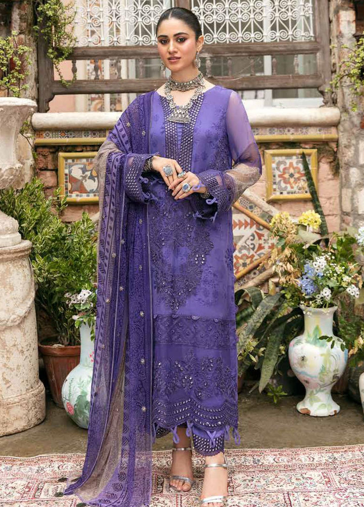 Vasl by Charizma Embroidered Chiffon Suits Unstitched 3 Piece CRZ22V VSL-15 - Luxury Collection