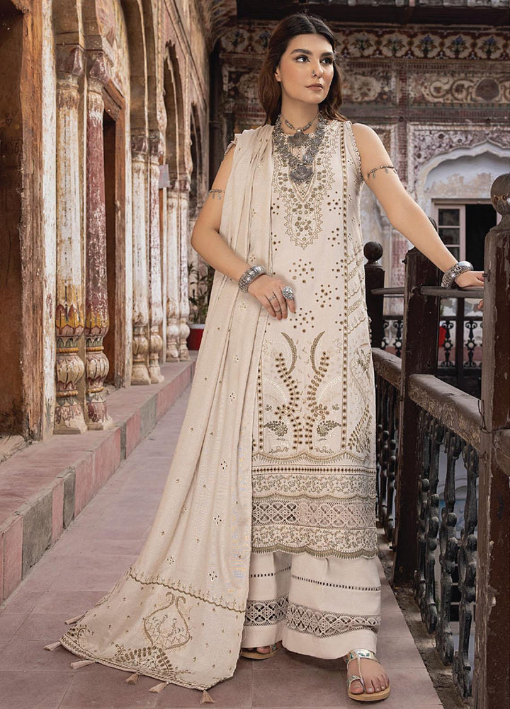 Vasl By Humdum Embroidered Leather Peach Suits Unstitched 3 Piece HD23V 06 - Winter Collection