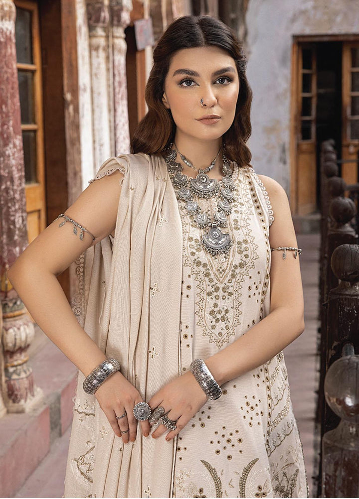 Vasl By Humdum Embroidered Leather Peach Suits Unstitched 3 Piece HD23V 06 - Winter Collection