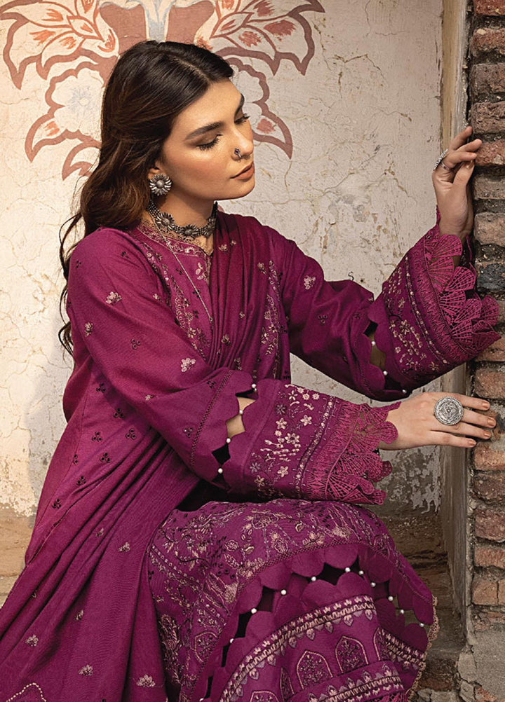 Vasl By Humdum Embroidered Leather Peach Suits Unstitched 3 Piece HD23V 07 - Winter Collection