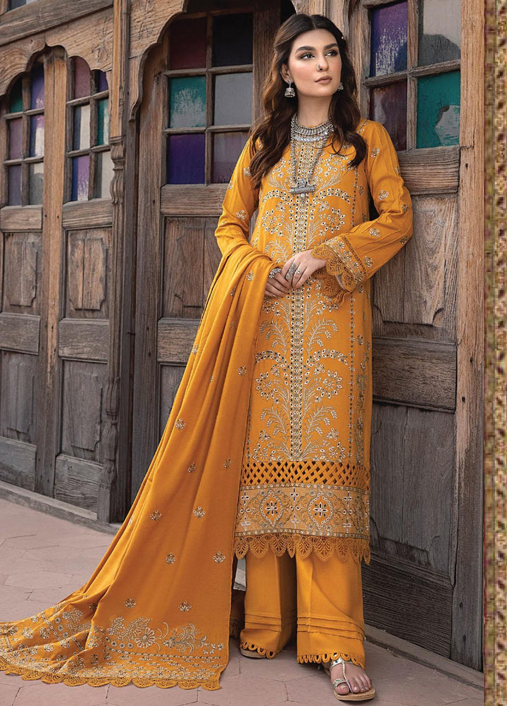 Vasl By Humdum Embroidered Leather Peach Suits Unstitched 3 Piece HD23V 09 - Winter Collection