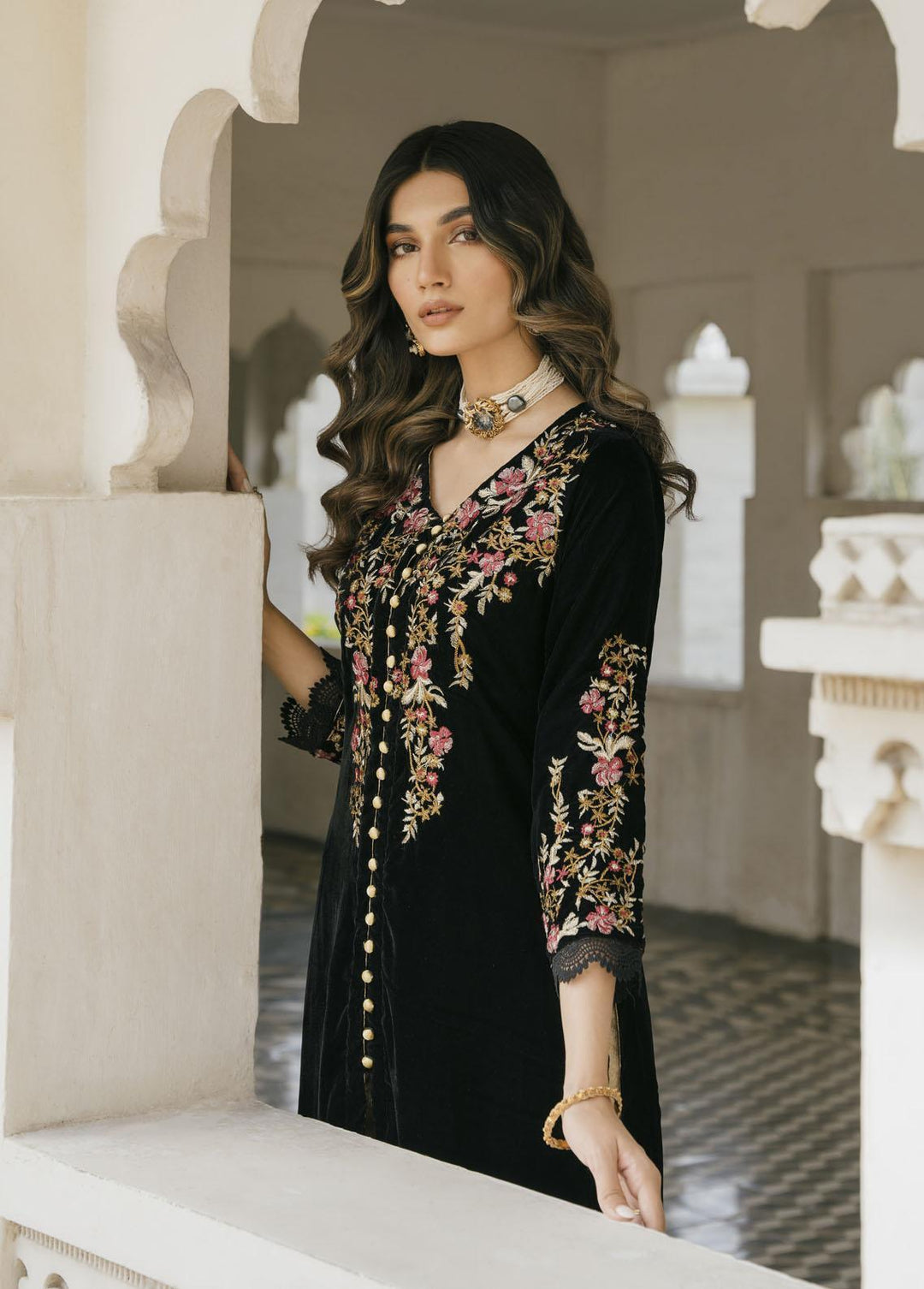 Naayas Pret Embroidered Velvet 2 Piece Suit Gaia