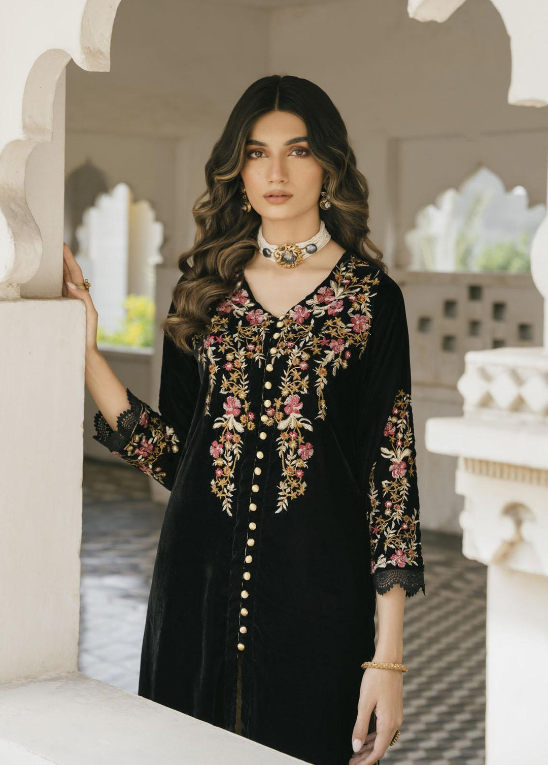 Naayas Pret Embroidered Velvet 2 Piece Suit Gaia