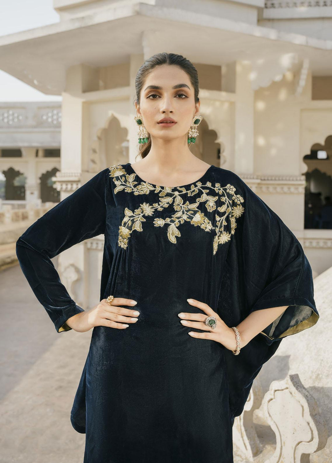 Naayas Pret Embroidered Velvet 2 Piece Suit Teal hues