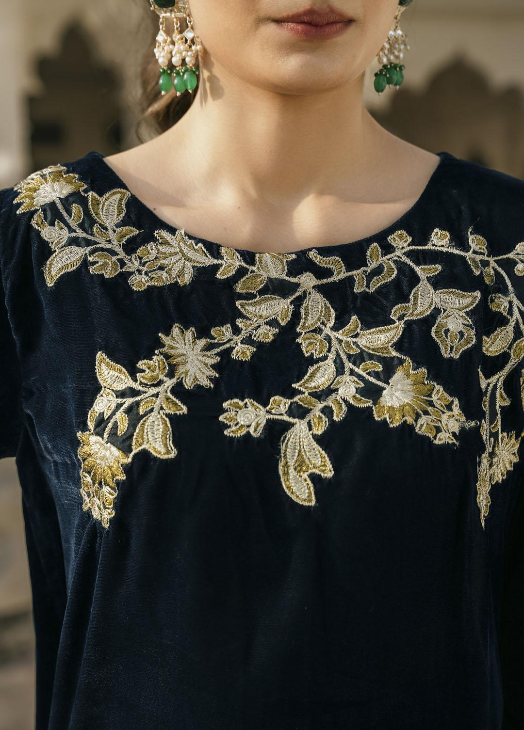 Naayas Pret Embroidered Velvet 2 Piece Suit Teal hues