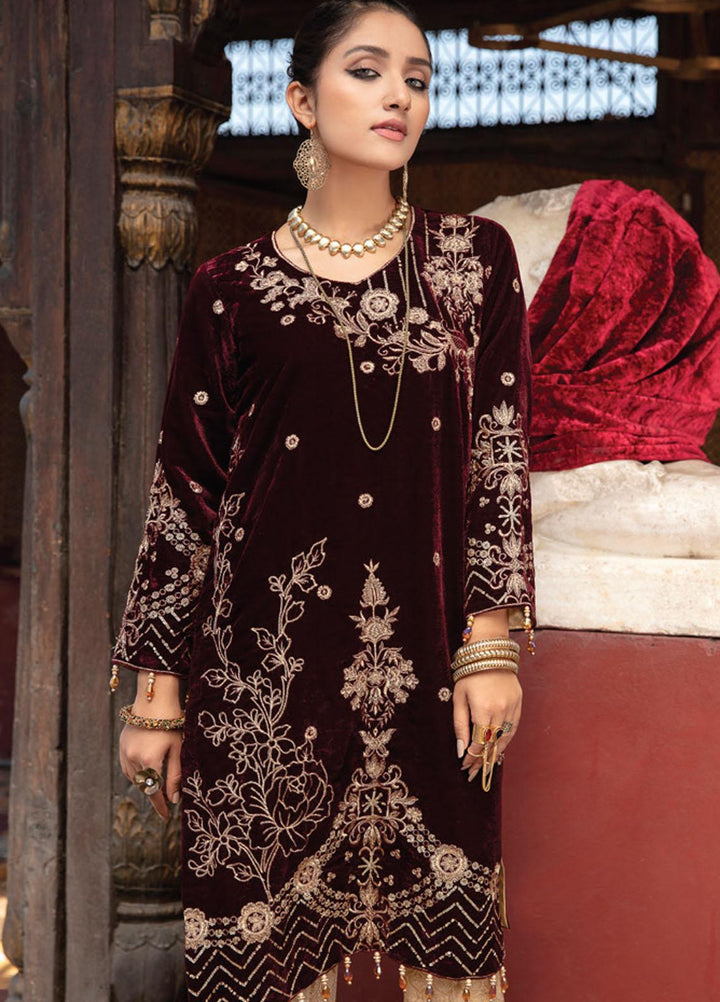 Velveto by Al Zohaib Embroidered Velvet  Unstitched Shirt AZ21V-2 D-07 - Winter Collection