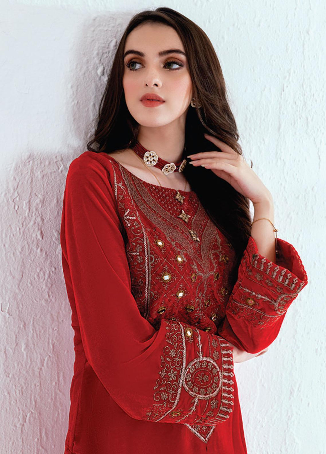 Velveto by Al Zohaib Embroidered Velvet  Unstitched Shirt AZ21V D-06 - Winter Collection