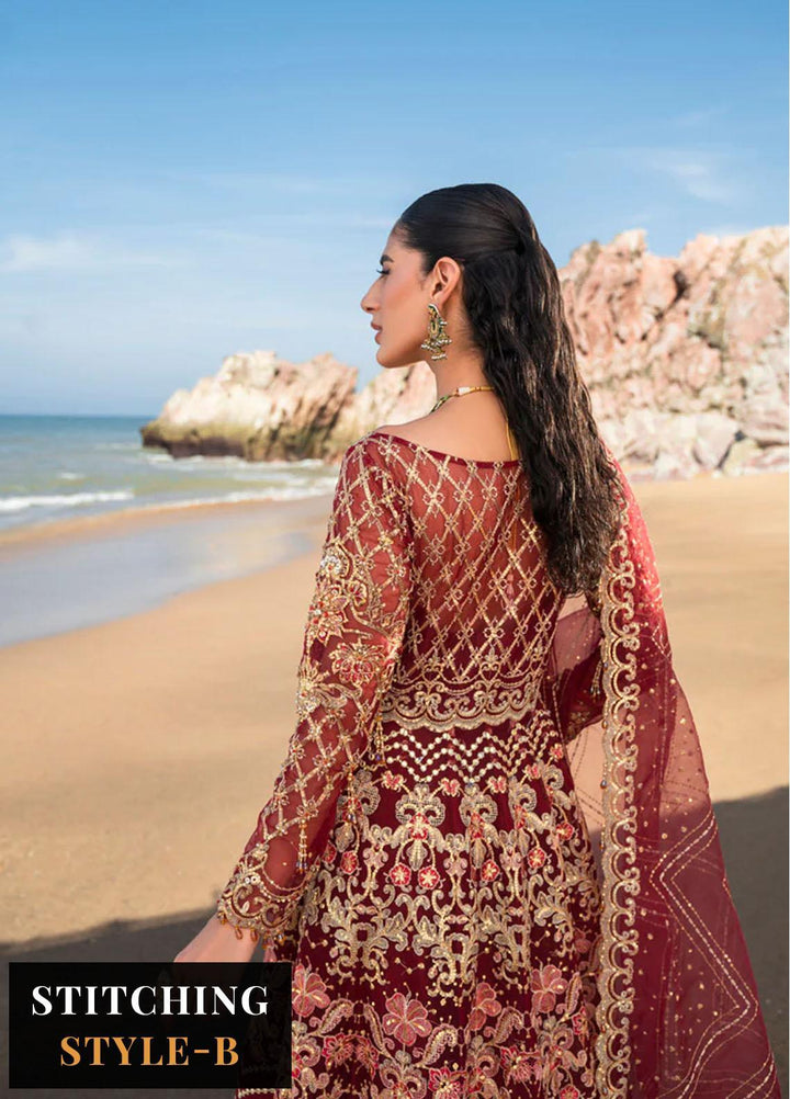 Versailles By Muneefa Naz Embroidered Organza Suits Unstitched 3 Piece MN22V Aden - Wedding Collection