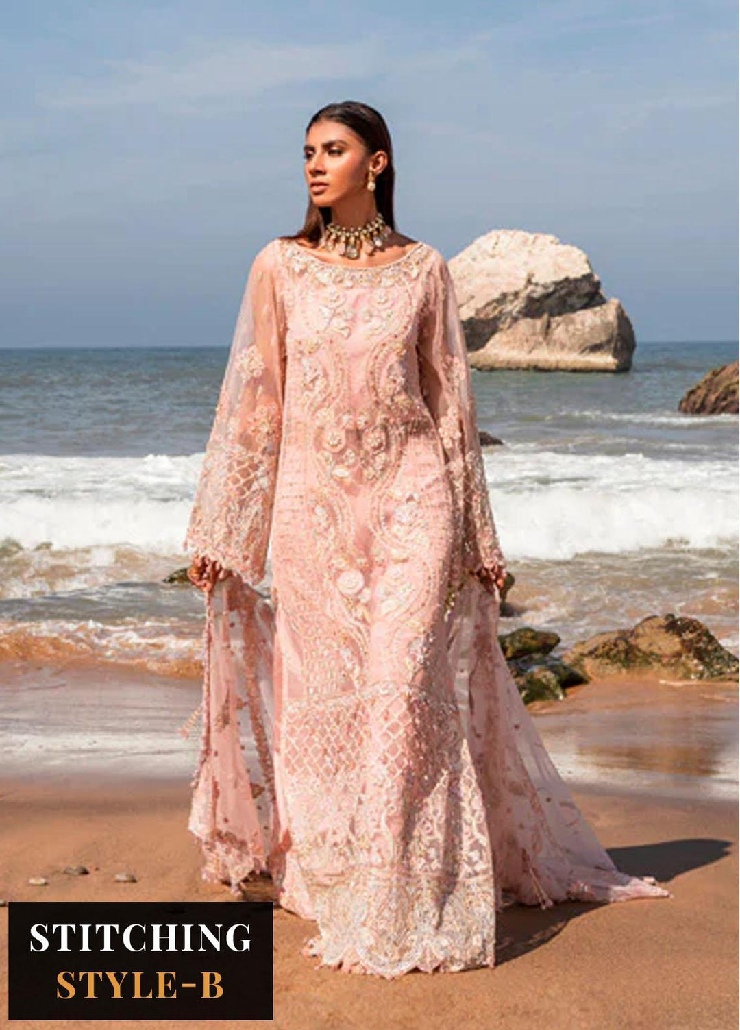 Versailles By Muneefa Naz Embroidered Net Suits Unstitched 4 Piece MN22V Charlotte - Wedding Collection