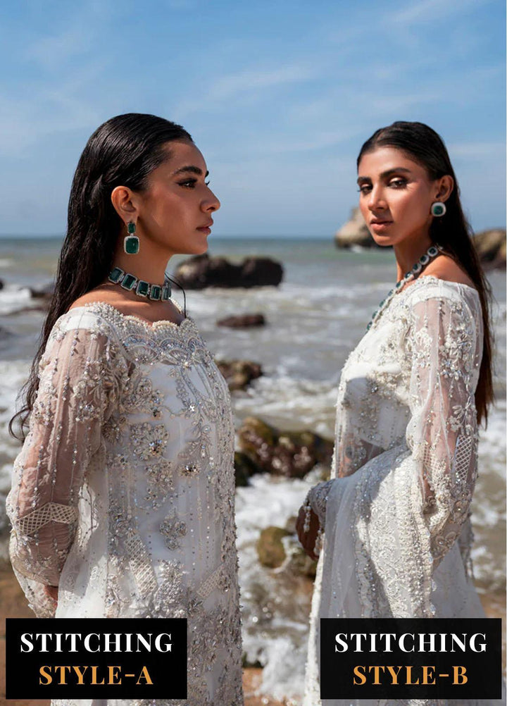 Versailles By Muneefa Naz Embroidered Organza Suits Unstitched 4 Piece MN22V Oceane - Wedding Collection