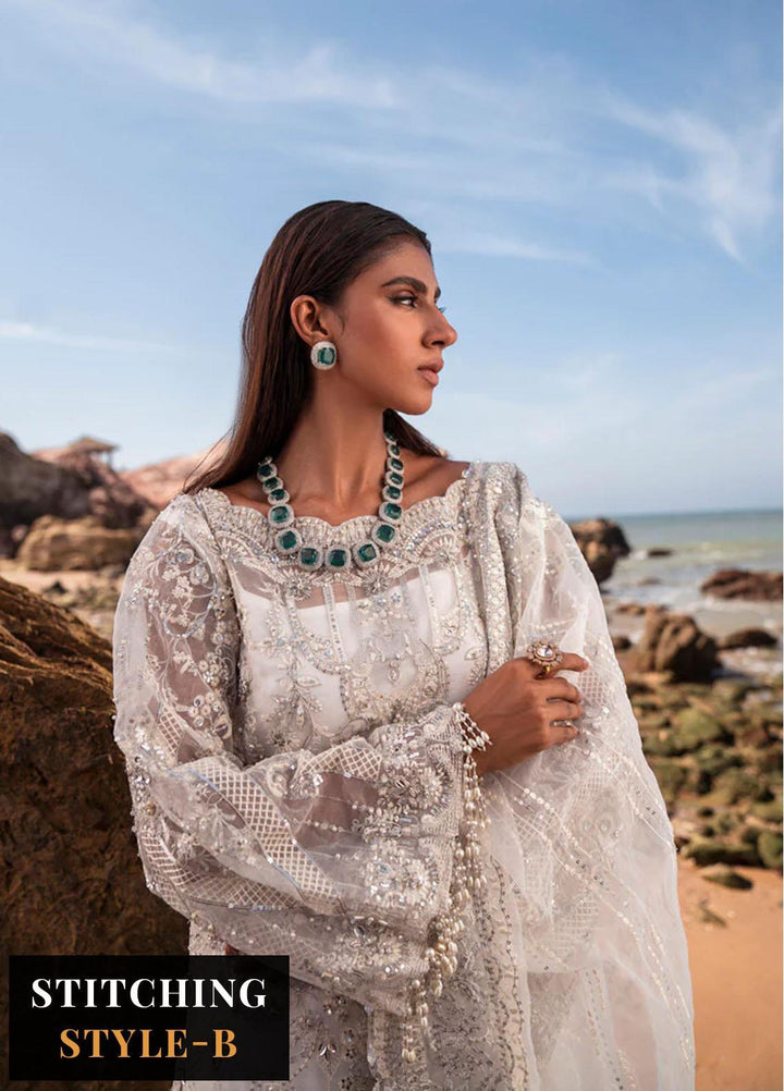 Versailles By Muneefa Naz Embroidered Organza Suits Unstitched 4 Piece MN22V Oceane - Wedding Collection