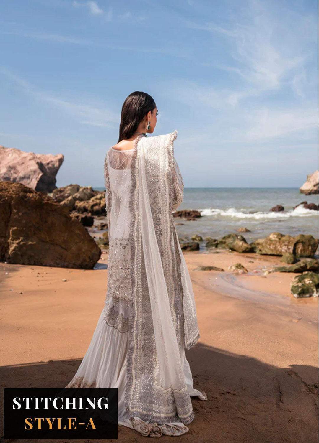 Versailles By Muneefa Naz Embroidered Organza Suits Unstitched 4 Piece MN22V Oceane - Wedding Collection