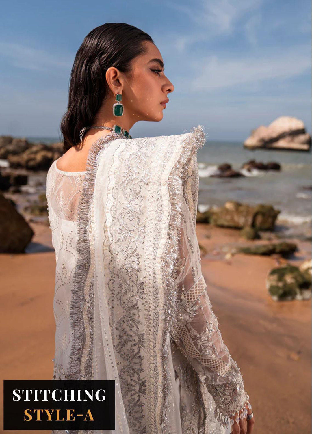 Versailles By Muneefa Naz Embroidered Organza Suits Unstitched 4 Piece MN22V Oceane - Wedding Collection