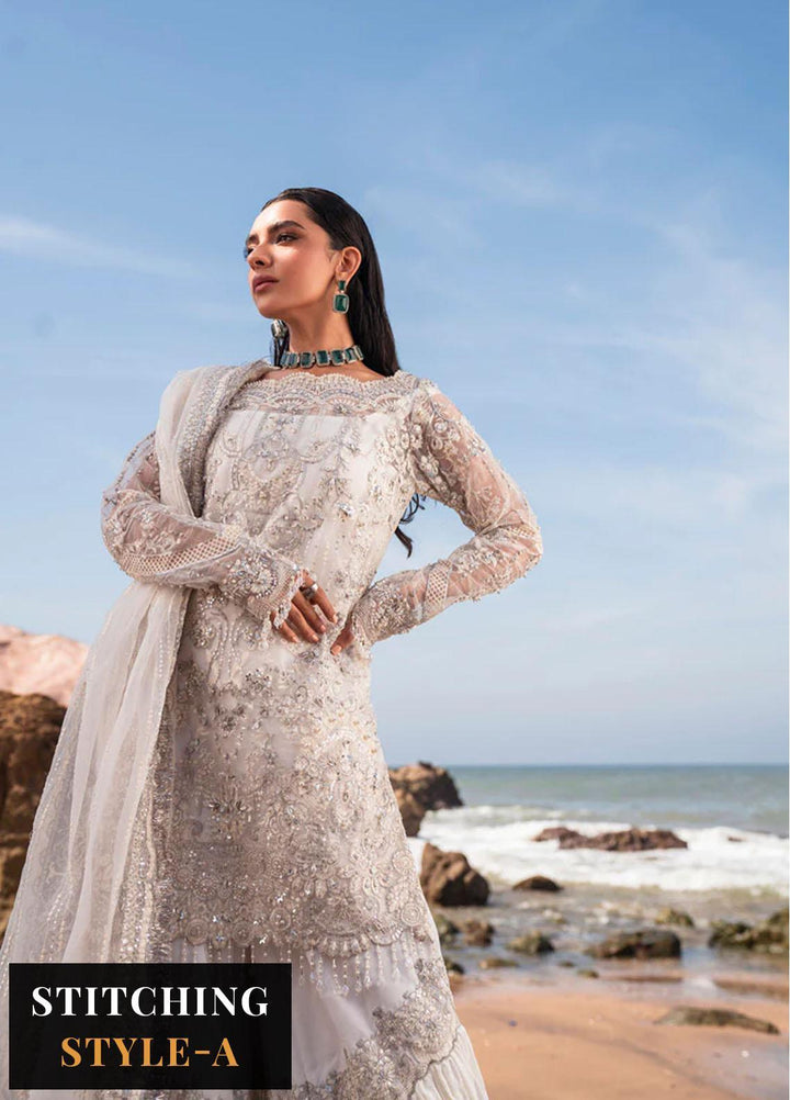 Versailles By Muneefa Naz Embroidered Organza Suits Unstitched 4 Piece MN22V Oceane - Wedding Collection