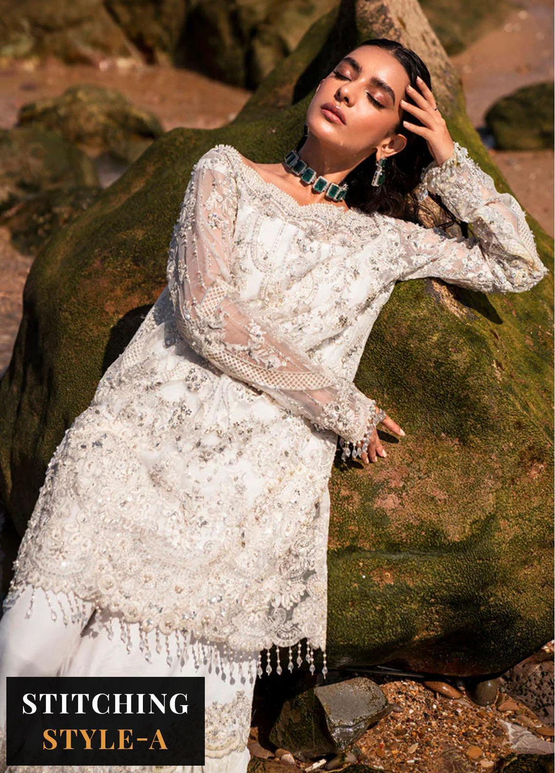 Versailles By Muneefa Naz Embroidered Organza Suits Unstitched 4 Piece MN22V Oceane - Wedding Collection