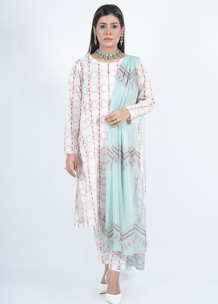 Vibgyor Fashion Printed Silk Suits Unstitched 3 Piece Symphonie Off-White D1-C1-23U - Formal Collection