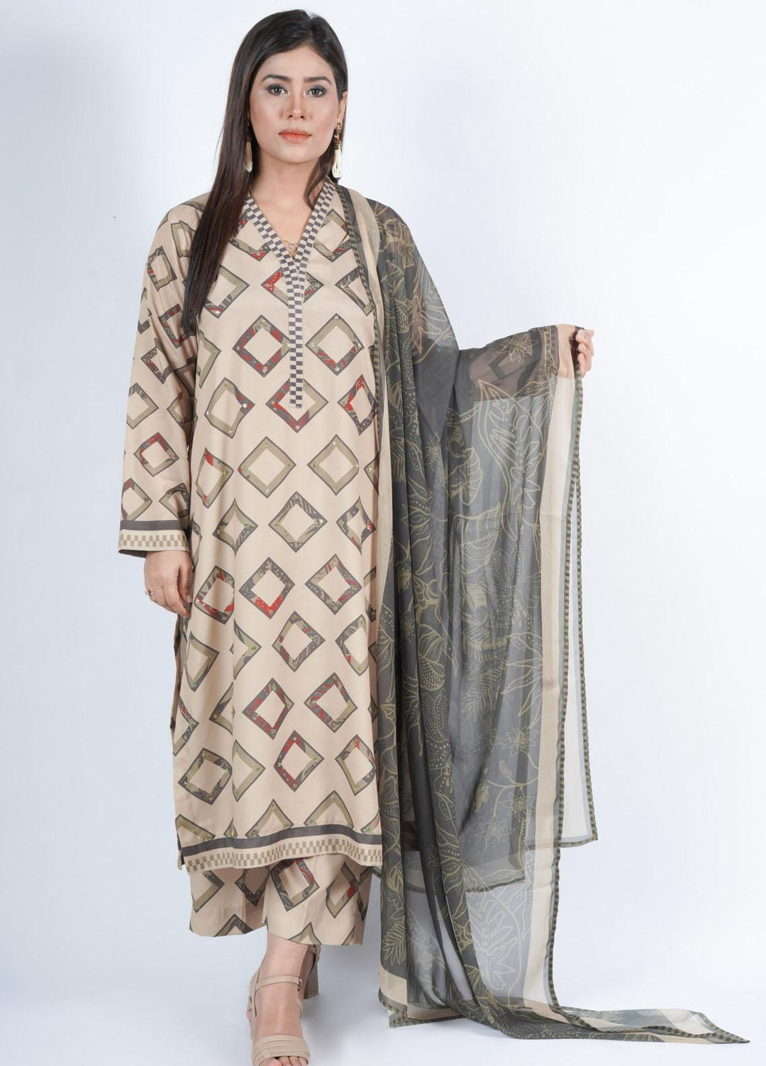Vibgyor Fashion Printed Silk Suits Unstitched 3 Piece Marvel Tea Green D5-C2-23U - Formal Collection
