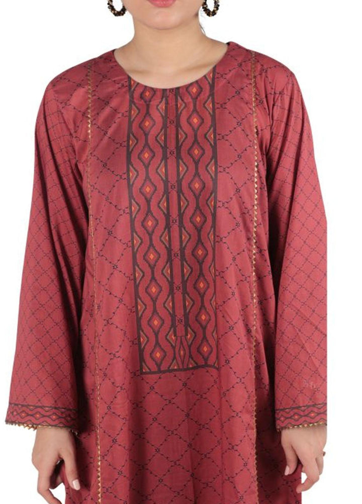 Vibgyor Fashion Printed Lawn Suits Unstitched 3 Piece Elaya Red D3-C1-23U - Formal Collection