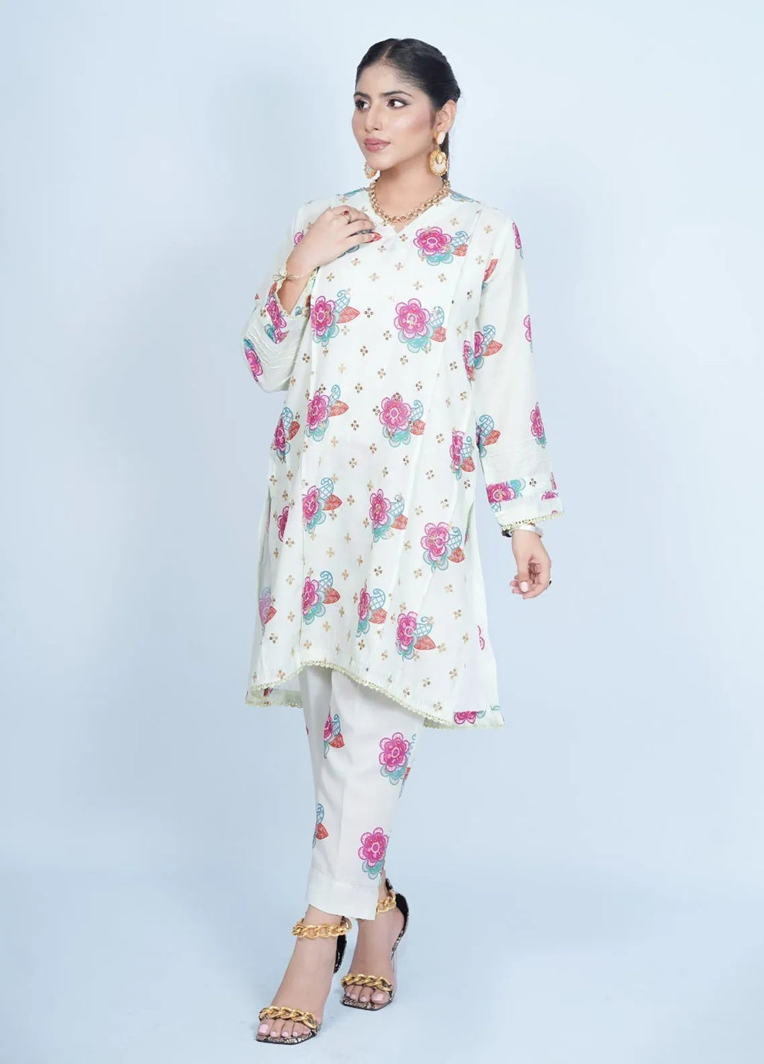 Vibgyor Fashion Pret Embroidered Swiss Lawn 3 Piece Suit Gulzar e Bahar Mint Green D2C1-A24