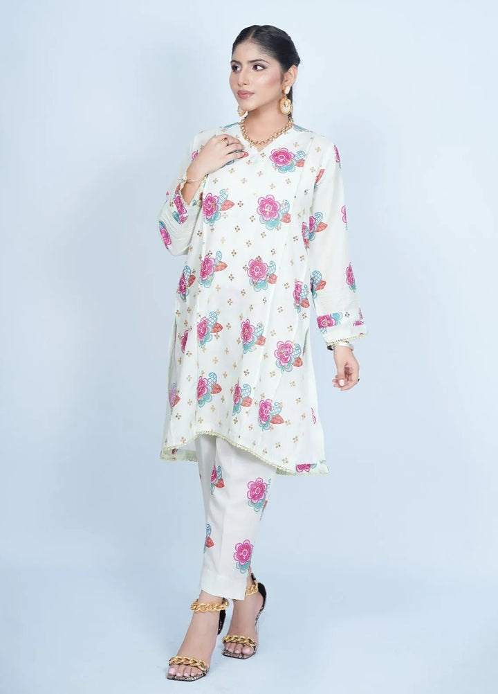 Vibgyor Fashion Pret Embroidered Swiss Lawn 3 Piece Suit Gulzar e Bahar Mint Green D2C1-A24