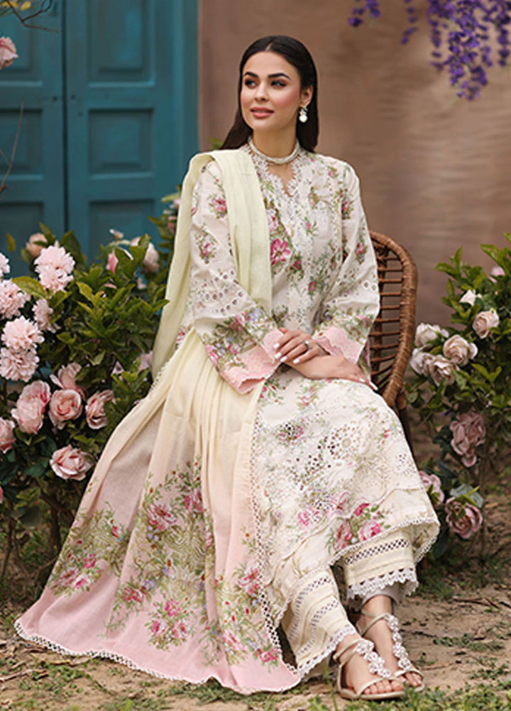 Vintage Flora By Manara Embroidered Lawn Suit Unstitched 3 Piece MNA24V Jasmine SS-01 - Summer Collection